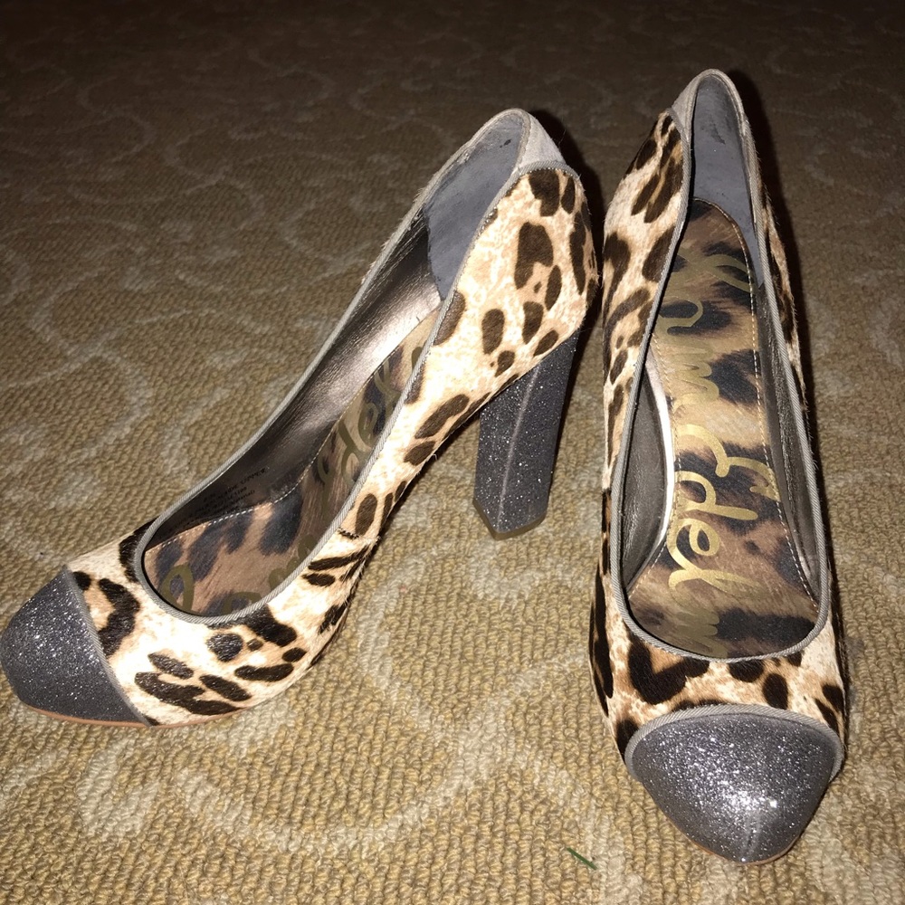 Sam Edelman Cheetah sparkle toe Heels